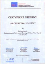 CERTYFIKAT SREBRNY "PROFESJONALNY UWT"